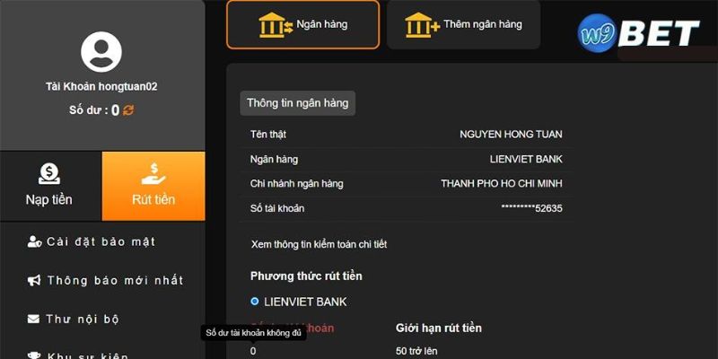 Hướng dẫn chi tiết cách rút tiền W9bet