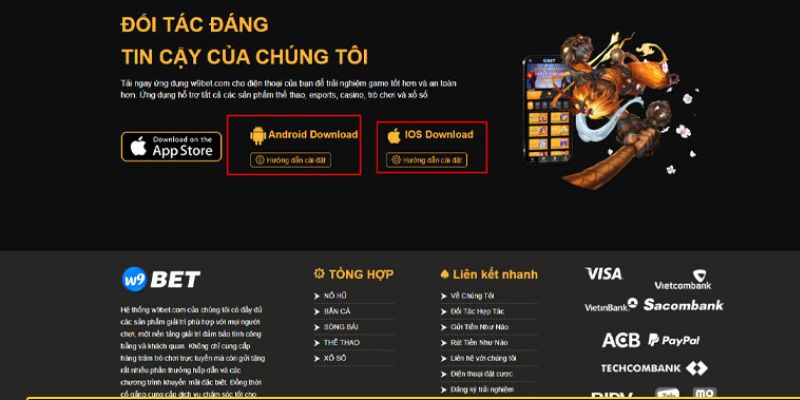 Quy trình cài đặt và tải app W9bet về máy điện thoại